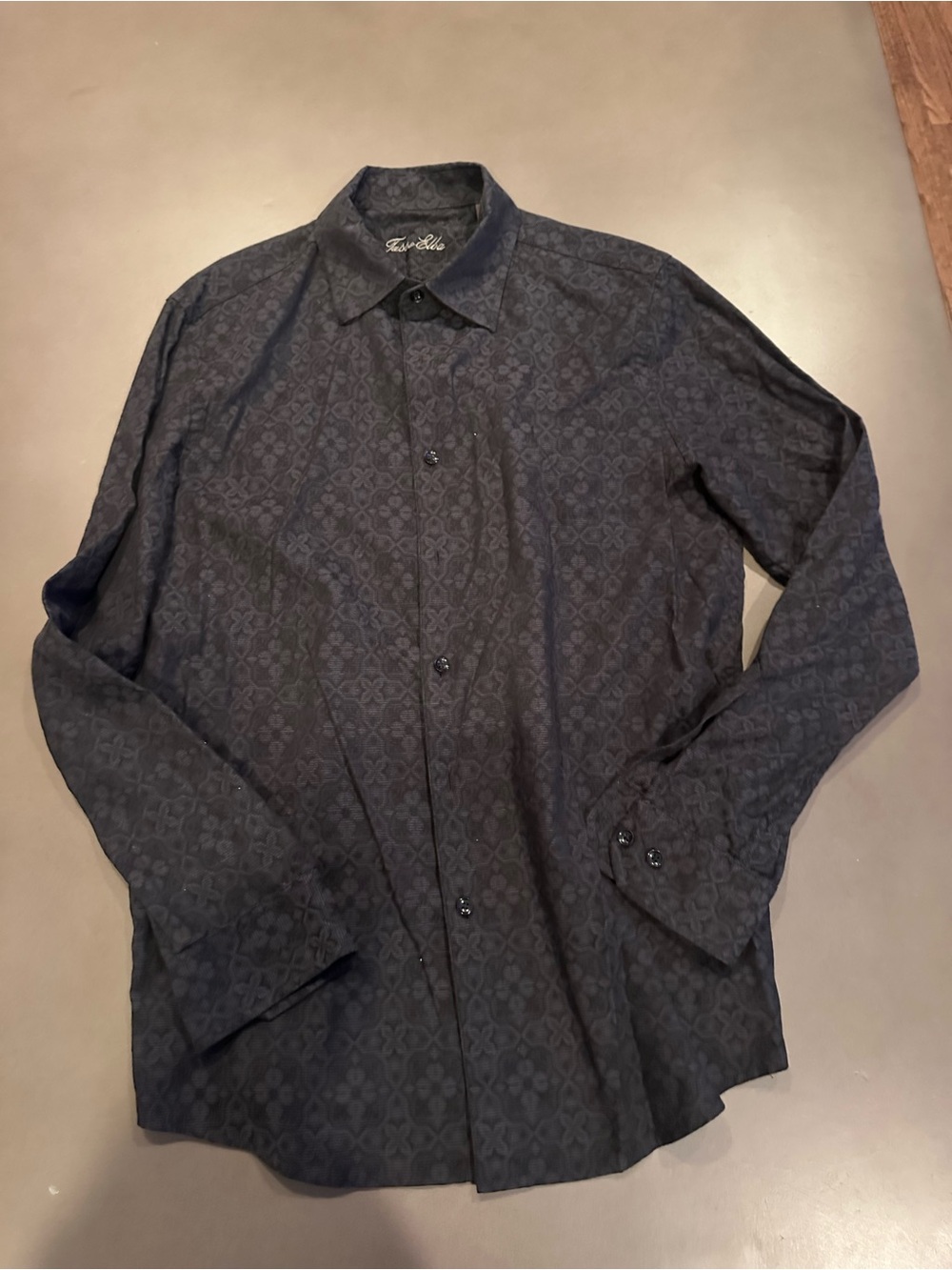 Tasso Elba Black Subtle Geometric Dress Shirt